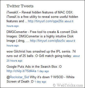 Display tweets on your blog without plugin