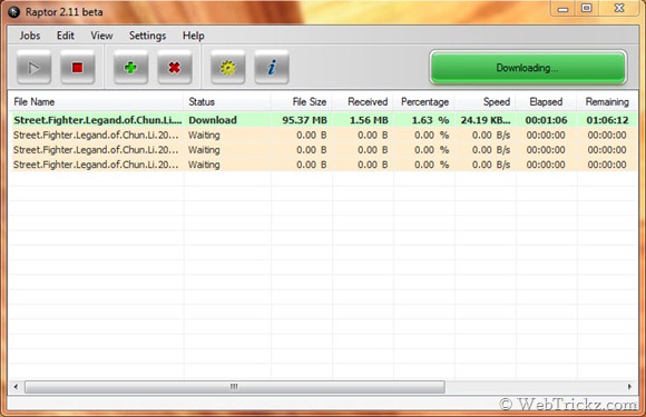 Raptor - Download Rapidshare files automatically