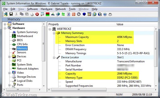 check your system RAM capacity