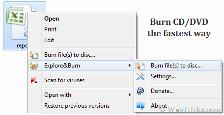 Burn files from windows explorer Burn files from windows explorer