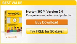 Now you can grab a Free 90 days license of Norton Antivirus 2010 and Norton 360 Version 3.0/4.0. This is due to an official promotion led by Norton.