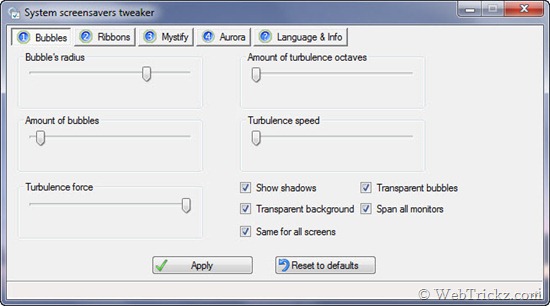 System Screensavers Tweaker