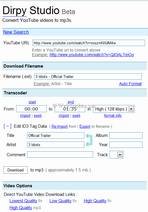 Dirpy - Convert Youtube to MP3 online