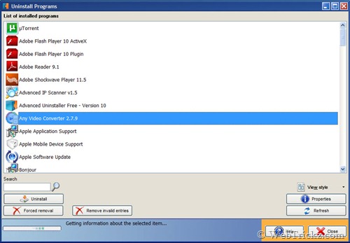 Uninstall programs