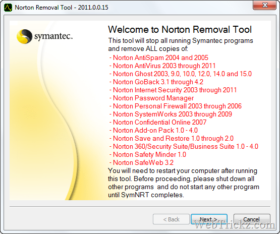 Norton`S Removal Tool