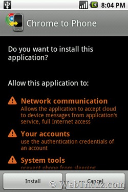 Chrome to Phone_install