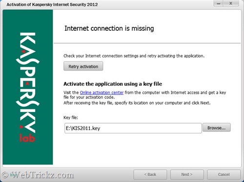 KIS 2012_activate using key file