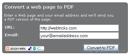 convert webpage to PDF 