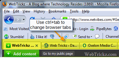 shift b/w multiple opened tabs in browsers 