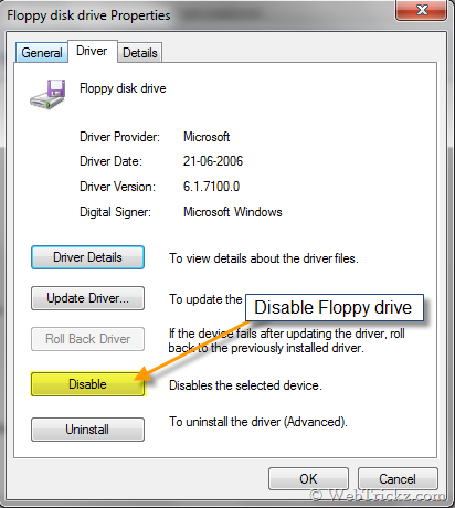 Disable the device