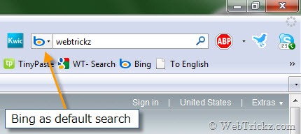 Bing as default search provider in Firefox