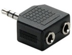  3.5mm Stereo Y Adapter 1 Plug To 2 Jacks 