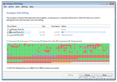 auslogics disk defrag defrag