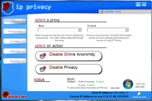 IP Privacy main window