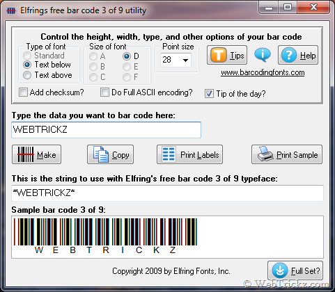 Free Barcode 3/9 utility