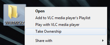 Take Ownership in context menu