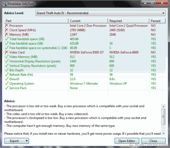 Upgrade Advisor for games