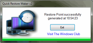 Restore point created
