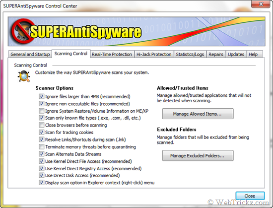 superantispyware slow updating database