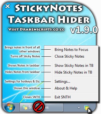 Sticky Notes Taskbar Hider 