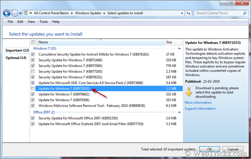 KB971033 Windows 7 WAT update