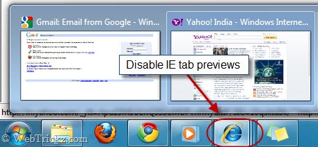 Disable IE tab preview in taskbar 