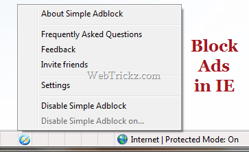 Simple adblock in IE status bar