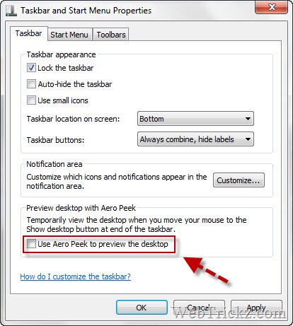 disable aero peek