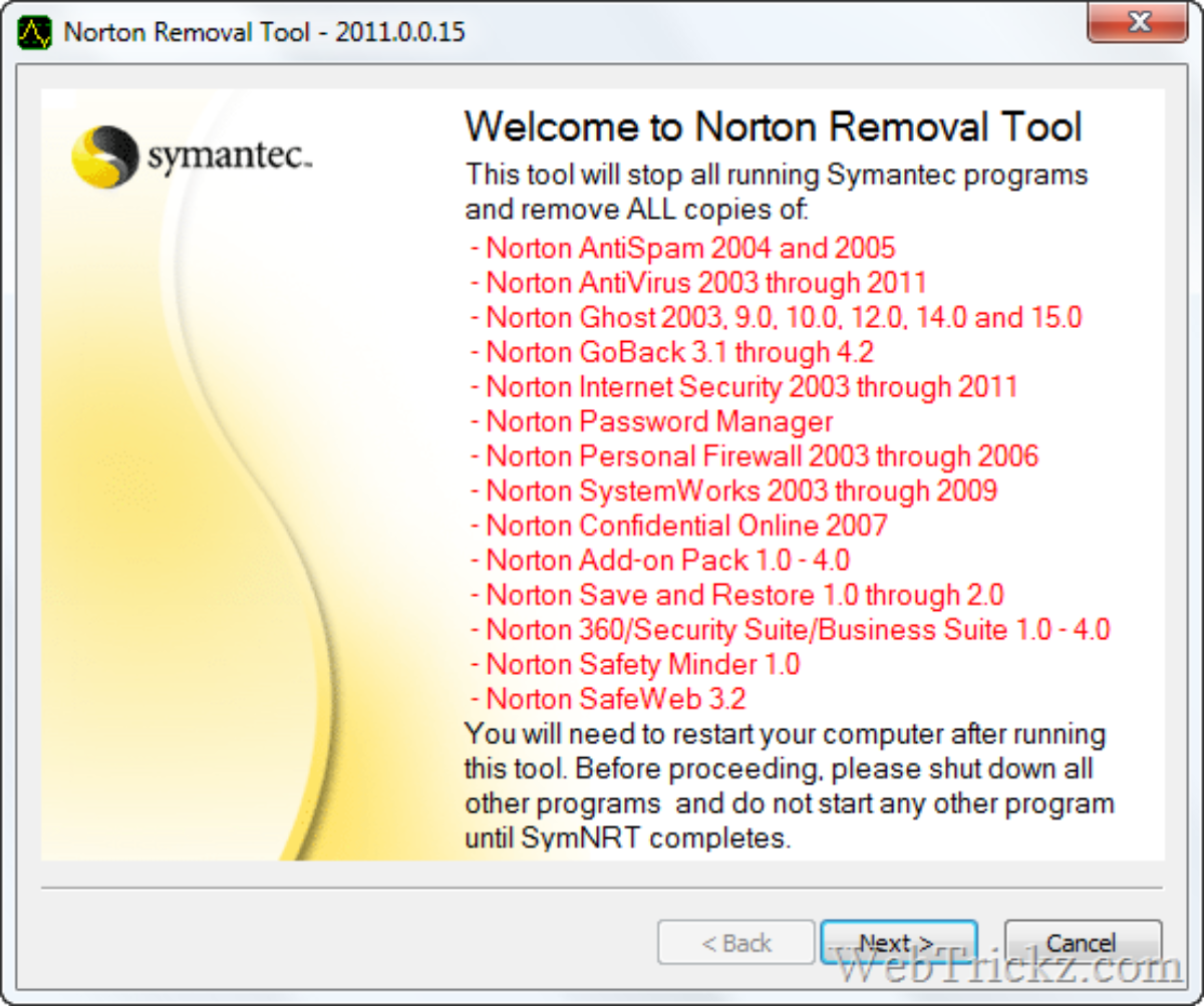 Norton Removal Tool 11 12 Uninstall Remove Norton Products Completely