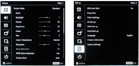 display menu on tv