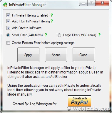 InPrivate Filter Manager 