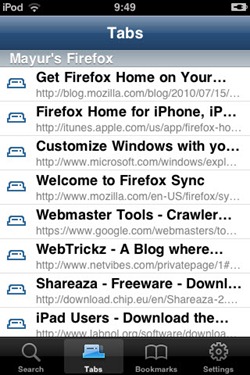 Tabs on Firefox Home
