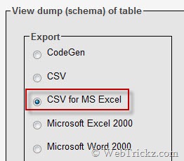 choose export format