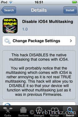 Disable iOS4 Multitasking