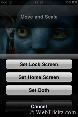  homescreen wallpaper option on iPod