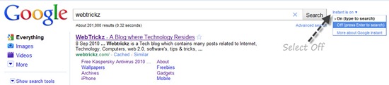 turn off google instant