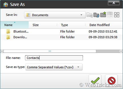 save csv file