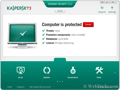 Kaspersky Internet Security 2012_main window
