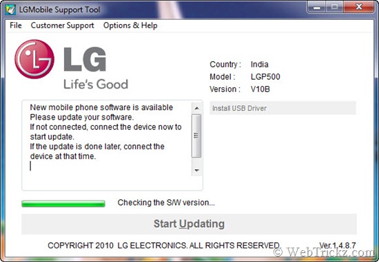 LG Mobile support tool