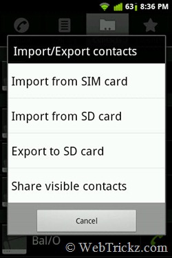Import/Export contacts