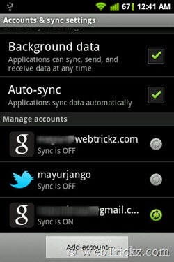 Accounts & sync settings