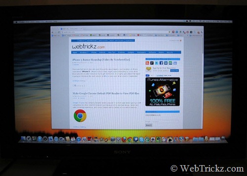 OS X Lion running in full-screen on an external display