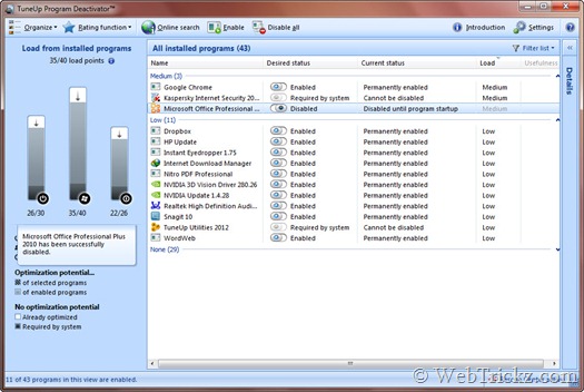 tuneup program deactivator for windows xp