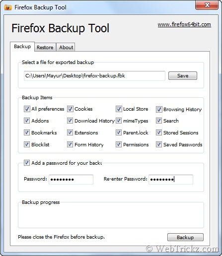 Firefox Backup Tool 