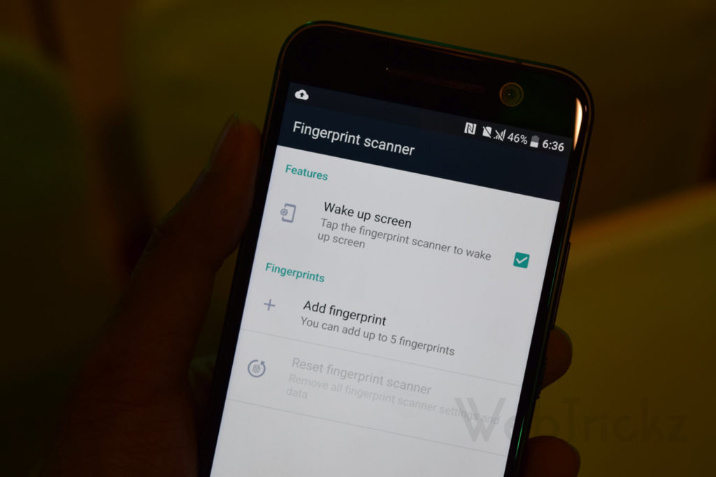 HTC 10 Fingerprint sensor settings