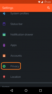 Settings - Privacy