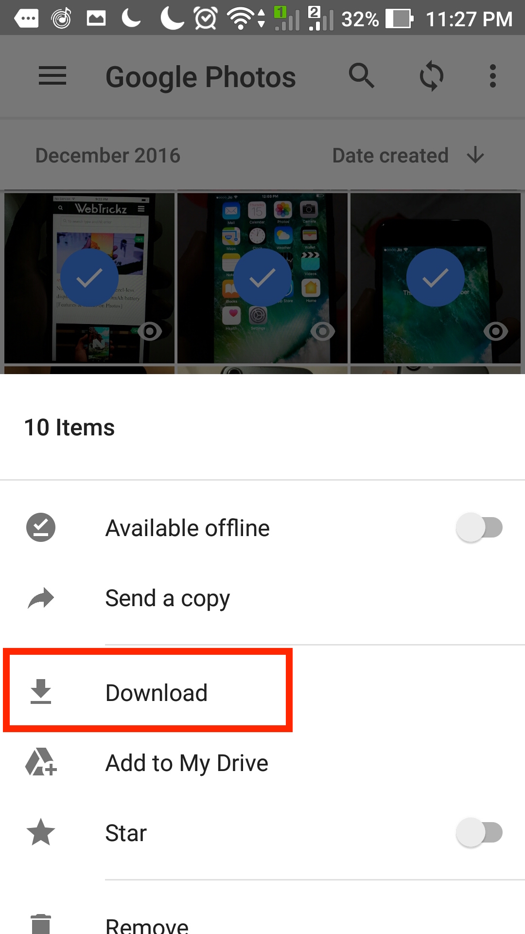 How to download all google photos to my phone