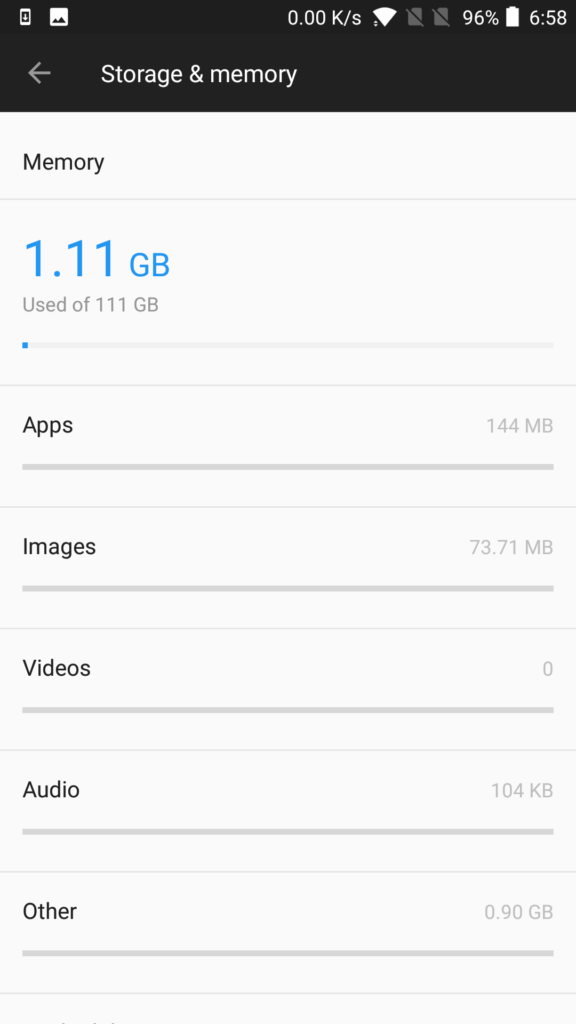 OnePlus 5 Free storage space