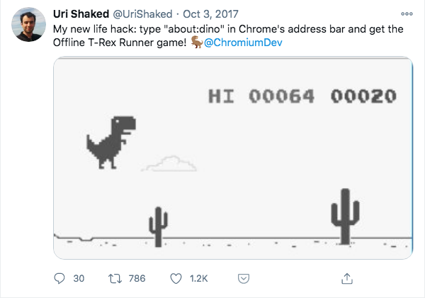 Play T-Rex Dinosaur game in Chrome browser when offline