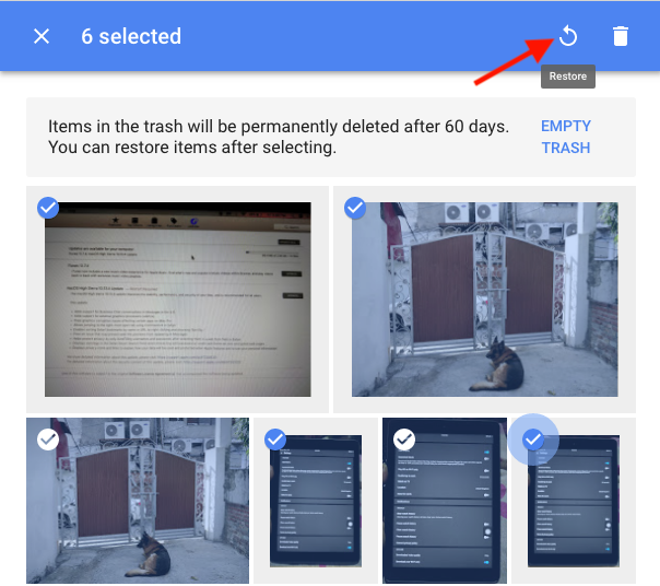 restore photos from google photos